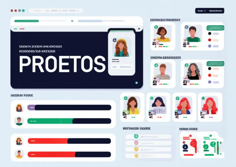 Ferramentas de Gestão de Projetos para Colaboração Representação visual de um dashboard de gestão de projetos com gráficos e tarefas organizadas, simbolizando colaboração digital e eficiência.